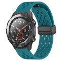 For Huawei Watch 2 20mm Folding Magnetic Clasp Silicone Watch Band(Hidden Green)