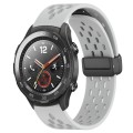 For Huawei Watch 2 20mm Folding Magnetic Clasp Silicone Watch Band(Light Grey)
