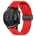 For Honor MagicWatch2 42mm 20mm Folding Magnetic Clasp Silicone Watch Band(Red)
