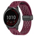 For Garmin Vivoactive 4 22mm Folding Magnetic Clasp Silicone Watch Band(Wine Red)