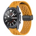 For Samsung Galaxy Watch3 45mm 22mm Folding Magnetic Clasp Silicone Watch Band(Yellow)