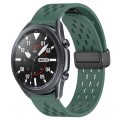 For Samsung Galaxy Watch3 45mm 22mm Folding Magnetic Clasp Silicone Watch Band(Dark Green)