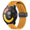 For Xiaomi Watch S1 Active 22mm Folding Magnetic Clasp Silicone Watch Band(Yellow)