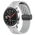 For Amazfit GTR 4 22mm Folding Magnetic Clasp Silicone Watch Band(Light Grey)