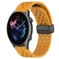 For Amazfit GTR 3 22mm Folding Magnetic Clasp Silicone Watch Band(Yellow)