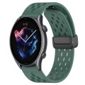 For Amazfit GTR 3 22mm Folding Magnetic Clasp Silicone Watch Band(Dark Green)