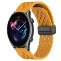 For Amazfit GTR 3 Pro 22mm Folding Magnetic Clasp Silicone Watch Band(Yellow)