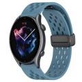 For Amazfit 3 22mm Folding Magnetic Clasp Silicone Watch Band(Blue)