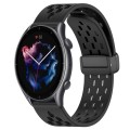 For Amazfit 3 22mm Folding Magnetic Clasp Silicone Watch Band(Black)