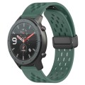 For Amazfit GTR 47mm 22mm Folding Magnetic Clasp Silicone Watch Band(Dark Green)