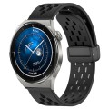 For Huawei Watch GT3 Pro 46mm 22mm Folding Magnetic Clasp Silicone Watch Band(Black)