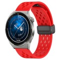 For Huawei Watch GT3 Pro 46mm 22mm Folding Magnetic Clasp Silicone Watch Band(Red)