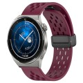 For Huawei Watch GT3 Pro 46mm 22mm Folding Magnetic Clasp Silicone Watch Band(Wine Red)
