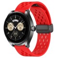 For Huawei Watch Buds 22mm Folding Magnetic Clasp Silicone Watch Band(Red)