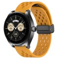 For Huawei Watch Buds 22mm Folding Magnetic Clasp Silicone Watch Band(Yellow)