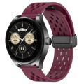 For Huawei Watch Buds 22mm Folding Magnetic Clasp Silicone Watch Band(Wine Red)