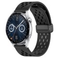 For Huawei Watch GT3 46mm 22mm Folding Magnetic Clasp Silicone Watch Band(Black)