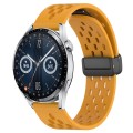 For Huawei Watch GT3 46mm 22mm Folding Magnetic Clasp Silicone Watch Band(Yellow)