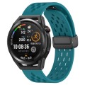 For Huawei Watch GT Runner 22mm Folding Magnetic Clasp Silicone Watch Band(Hidden Green)