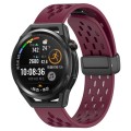 For Huawei Watch GT Runner 22mm Folding Magnetic Clasp Silicone Watch Band(Wine Red)