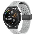 For Huawei Watch GT Runner 22mm Folding Magnetic Clasp Silicone Watch Band(Light Grey)
