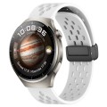 For Huawei Watch 4 22mm Folding Magnetic Clasp Silicone Watch Band(White)