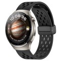 For Huawei Watch 4 22mm Folding Magnetic Clasp Silicone Watch Band(Black)