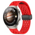 For Huawei Watch 4 Pro 22mm Folding Magnetic Clasp Silicone Watch Band(Red)