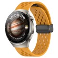 For Huawei Watch 4 Pro 22mm Folding Magnetic Clasp Silicone Watch Band(Yellow)