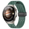 For Huawei Watch 4 Pro 22mm Folding Magnetic Clasp Silicone Watch Band(Dark Green)