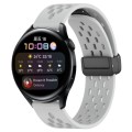 For Huawei Watch 3 22mm Folding Magnetic Clasp Silicone Watch Band(Light Grey)