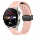 For Huawei Watch 3 Pro 22mm Folding Magnetic Clasp Silicone Watch Band(Pink)