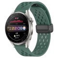 For Huawei Watch 3 Pro 22mm Folding Magnetic Clasp Silicone Watch Band(Dark Green)