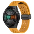 For Huawei Watch GT 2E 22mm Folding Magnetic Clasp Silicone Watch Band(Yellow)