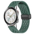 For Honor Watch GS 3i 22mm Folding Magnetic Clasp Silicone Watch Band(Dark Green)