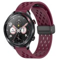 For Honor Watch Dream 22mm Folding Magnetic Clasp Silicone Watch Band(Wine Red)