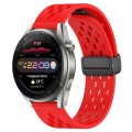 For Huawei Watch 3 Pro New 22mm Folding Magnetic Clasp Silicone Watch Band(Red)