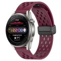 For Huawei Watch 3 Pro New 22mm Folding Magnetic Clasp Silicone Watch Band(Wine Red)