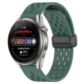 For Huawei Watch 3 Pro New 22mm Folding Magnetic Clasp Silicone Watch Band(Dark Green)