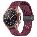 For Samsung Galaxy Watch3 41mm 20mm Folding Magnetic Clasp Silicone Watch Band(Wine Red)