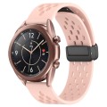 For Samsung Galaxy Watch3 41mm 20mm Folding Magnetic Clasp Silicone Watch Band(Light Pink)