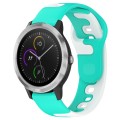 For Garmin Vivoactive 3 20mm Double Color Silicone Watch Band(Cyan+White)