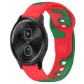 For Garmin VivoMove Style 20mm Double Color Silicone Watch Band(Red+Green)