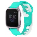For Garmin Forerunner Sq2 Music 20mm Double Color Silicone Watch Band(Cyan+White)