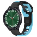 For Samsung Galaxy Watch 6 Classic 47mm 20mm Double Color Silicone Watch Band(Black+Blue)