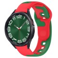 For Samsung Galaxy Watch 6 Classic 43mm 20mm Double Color Silicone Watch Band(Red+Green)