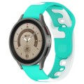 For Samsung Galaxy Watch 5 Pro  45mm 20mm Double Color Silicone Watch Band(Cyan+White)