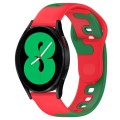 For Samsung Galaxy Watch 4 44mm 20mm Double Color Silicone Watch Band(Red+Green)