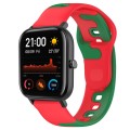 For Amazfit GTS 20mm Double Color Silicone Watch Band(Red+Green)