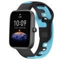 For Amazfit Bip3 20mm Double Color Silicone Watch Band(Black+Blue)